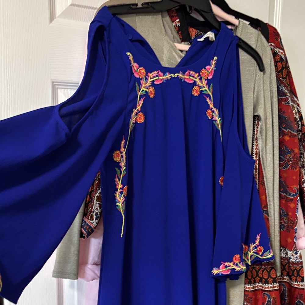 Sugarlips Royal Blue Floral Embroidered Dress